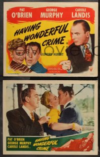 6c256 HAVING WONDERFUL CRIME 8 LCs 1944 great images of Carole Landis George Murphy & Pat O'Brien!