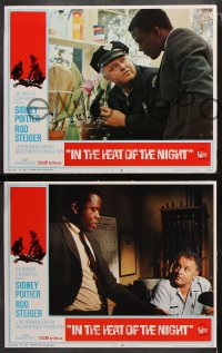 6c294 IN THE HEAT OF THE NIGHT 8 LCs 1967 Sidney Poitier, Rod Steiger, Warren Oates, crime classic!