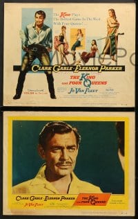 6c323 KING & FOUR QUEENS 8 LCs 1957 great images of Clark Gable, Eleanor Parker, Raoul Walsh!