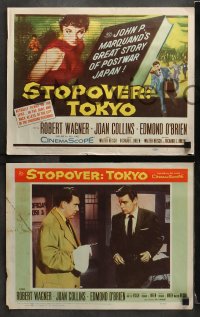 6c521 STOPOVER TOKYO 8 LCs 1957 cool images of sexy young Joan Collins, Robert Wagner, Edmond O'Brien