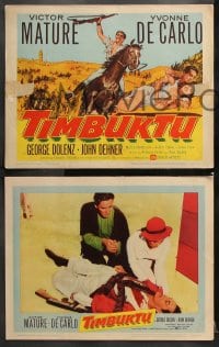 6c555 TIMBUKTU 8 LCs 1959 Victor Mature on horse & with sexy Yvonne De Carlo, Jacques Tourneur!
