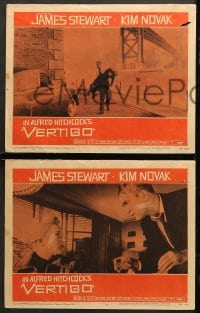 6c889 VERTIGO 3 LCs 1958 Alfred Hitchcock classic, James Stewart & blonde Kim Novak, Bel Geddes!