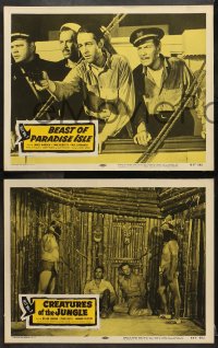 6c595 WHITE ORCHID/PORT SINISTER 8 LCs 1957 low budget sci-fi movies re-titled, great images!