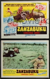 6c613 ZANZABUKU 8 LCs 1956 Dangerous Safari, cool images of African natives & wildlife!