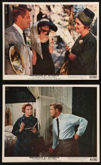 6d224 BREAKFAST AT TIFFANY'S 2 color 8x10 stills 1961 Audrey Hepburn, George Peppard, Neal!