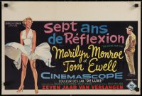 6f321 SEVEN YEAR ITCH Belgian 1955 Billy Wilder, sexy art of Marilyn Monroe's skirt blowing, Ewell!