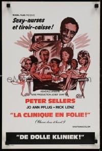 6f334 WHERE DOES IT HURT Belgian 1972 different art of doctor Peter Sellers & his sexy nurses!
