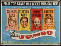 6f372 JUMBO British quad 1962 Doris Day, Jimmy Durante, Stephen Boyd, Martha Raye circus elephant!