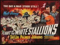 6f376 MIRACLE OF THE WHITE STALLIONS British quad 1963 Walt Disney, Lipizzaner stallions & soldiers art!