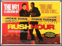 6f385 RUSH HOUR British quad 1998 cool image of unlikely duo Jackie Chan & Chris Tucker!