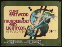 6f396 THUNDERBOLT & LIGHTFOOT British quad 1974 artwork of Clint Eastwood with HUGE gun!
