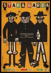 6f152 OLD GUARD Czech 12x17 1960 Les Vieux de la Vieille, art of Jean Gabin & co-stars by Kubicek!