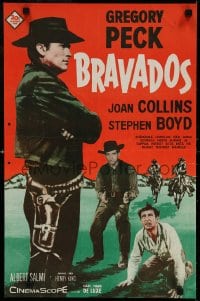 6f227 BRAVADOS Finnish 1958 full-length image of western cowboy Gregory Peck with gun!