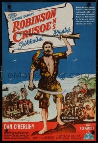 6f259 ROBINSON CRUSOE Finnish 1954 Luis Bunuel, art of Dan O'Herlihy, Adventures of Robinson Crusoe!