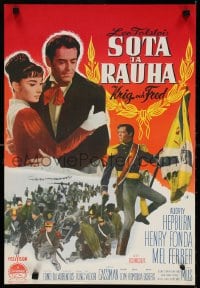 6f271 WAR & PEACE Finnish 1957 Audrey Hepburn, Henry Fonda over battle, Ferrer, Leo Tolstoy epic!