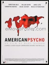 6f514 AMERICAN PSYCHO French 16x21 2000 bloody image of psychotic yuppie killer Christian Bale!