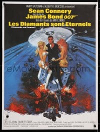 6f535 DIAMONDS ARE FOREVER French 17x22 R1980s Sean Connery as James Bond 007 by Robert McGinnis!
