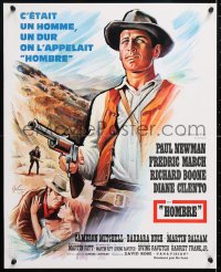 6f551 HOMBRE French 18x22 1966 cool art of Paul Newman by Boris Grinsson, directed by Martin Ritt!