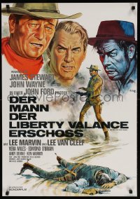 6f052 MAN WHO SHOT LIBERTY VALANCE German R1960s John Wayne & James Stewart together, Dill art!