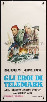 6f905 HEROES OF TELEMARK Italian locandina R1972 Kirk Douglas & Harris over Nazi battle by Casaro!