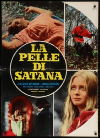 6f946 BLOOD ON SATAN'S CLAW Italian 27x37 pbusta 1972 English horror thriller, wild Satanic images!