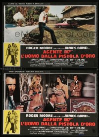 6f974 MAN WITH THE GOLDEN GUN group of 4 Italian 18x26 pbustas 1974 Roger Moore as James Bond!