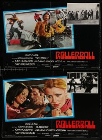 6f970 ROLLERBALL group of 3 Italian 18x26 pbustas 1975 James Caan in a future where war does not exist!