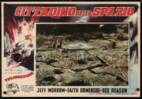 6f997 THIS ISLAND EARTH Italian 14x20 pbusta 1955 sci-fi classic, art with aliens ships in border!