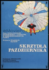 6f474 OCTOBER WINGS Polish 23x33 1968 cool Krolikowski artwork of parachutist!