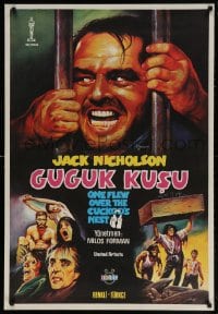 6f016 ONE FLEW OVER THE CUCKOO'S NEST Turkish 1981 Jack Nicholson, wild misleading artwork!