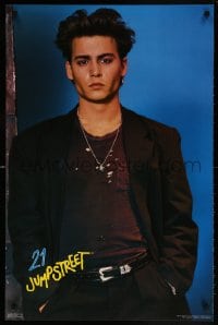 6g280 21 JUMP STREET 23x35 commercial poster 1987 portrait of young Johnny Depp from the series!