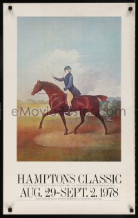 6g303 HAMPTONS CLASSIC 20x31 commercial poster 1978 Paul Davis art of horse and rider!