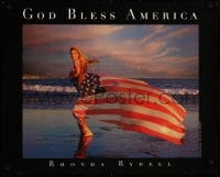 6g326 RHONDA RYDELL 24x30 commercial poster 1990s God Bless America, wrapped in US flag!