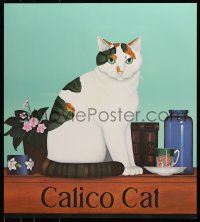 6g329 SUSAN POWERS 24x26 commercial poster 1984 Calico Cat, cool art of the feline sitting!