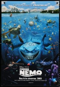 6g688 FINDING NEMO int'l advance DS 1sh 2003 Disney & Pixar animated fish movie, cool image of cast!