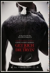 6g553 GET RICH OR DIE TRYIN' printer's test teaser 1sh 2006 Curtis 50 Cent Jackson holding baby!