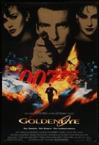 6g705 GOLDENEYE DS 1sh 1995 cast image of Pierce Brosnan as Bond, Isabella Scorupco, Famke Janssen!