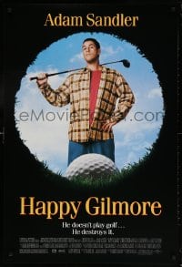 6g716 HAPPY GILMORE 1sh 1996 image of Adam Sandler, he doesn't play, he destroys golf!
