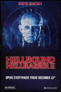 6g719 HELLBOUND: HELLRAISER II teaser 1sh 1988 Clive Barker, close-up of Pinhead, he's back!