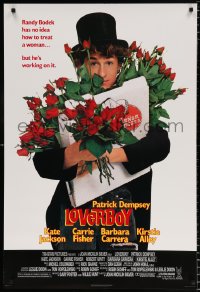 6g789 LOVERBOY 1sh 1989 young Patrick Dempsey w/armload of roses, sexy girl!