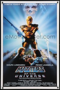 6g802 MASTERS OF THE UNIVERSE 1sh 1987 image of Dolph Lundgren as He-Man & Langella as Skeletor!