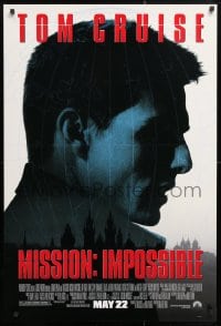 6g809 MISSION IMPOSSIBLE advance 1sh 1996 cool silhouette of Tom Cruise, Brian De Palma directed!