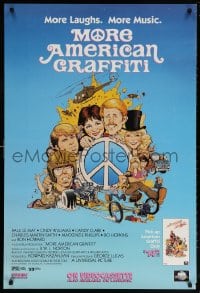 6g269 MORE AMERICAN GRAFFITI 27x40 video poster R1991 cool psychedelic title, Ron Howard & Paul Le Mat!