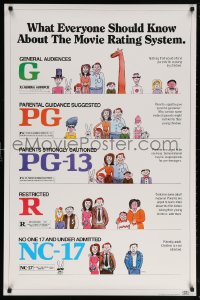 6g813 MOVIE RATING SYSTEM 1sh 1990 MPAA guide, art by Clarke, rabbit in shades goes to NC-17 movie!