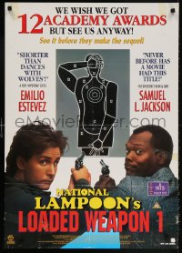 6g270 NATIONAL LAMPOON'S LOADED WEAPON 1 24x33 English video poster 1993 Emilio Estevez, Jackson!