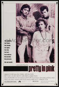 6g856 PRETTY IN PINK 1sh 1986 great portrait of Molly Ringwald, Andrew McCarthy & Jon Cryer!