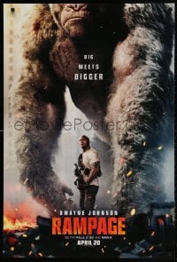 6g866 RAMPAGE teaser DS 1sh 2018 Dwayne Johnson with ape, big meets bigger, based on the video game!