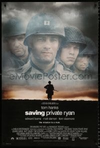 6g885 SAVING PRIVATE RYAN 1sh 1998 Spielberg, cast image of Tom Hanks, Tom Sizemore, Matt Damon!