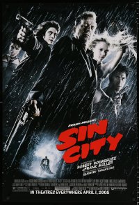 6g896 SIN CITY advance 1sh 2005 graphic novel by Frank Miller, cool image of Bruce Willis & cast