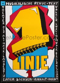 6g156 1 LINIE 1 17x24 German stage poster 1990s Volker Ludwig play, completely different!